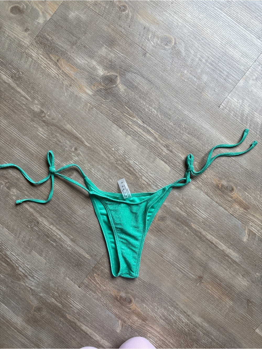 Green Sparkly Tie Side Bikini Bottoms Size S | Swimwear